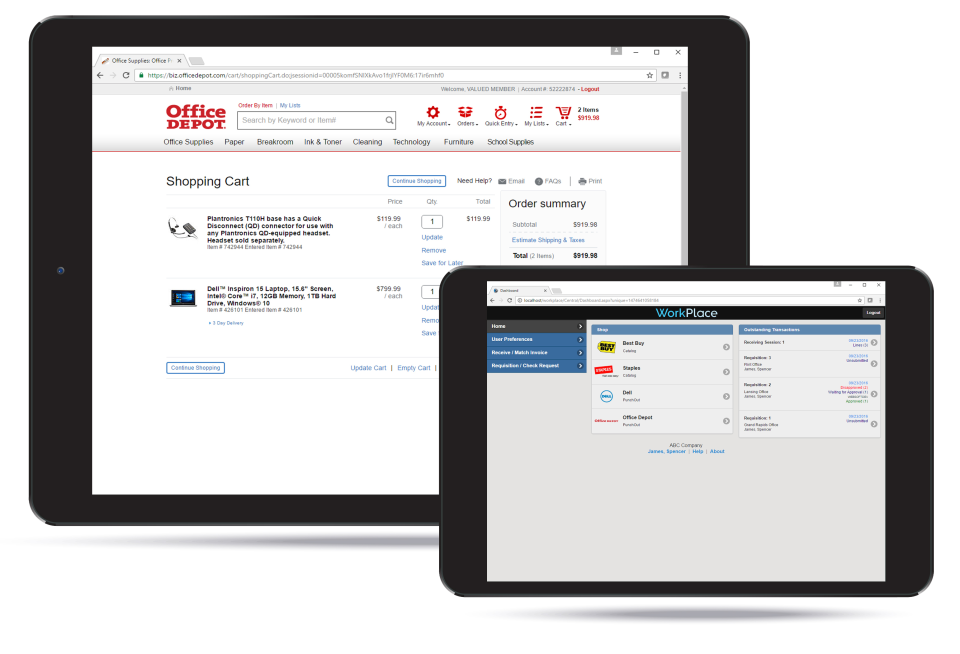screenshot of WorkPlace Requisition & Procurement